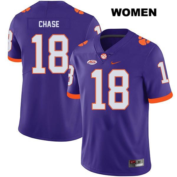 Women's Clemson Tigers #18 T.J. Chase Stitched Purple Legend Authentic Nike NCAA College Football Jersey BHN4646PU